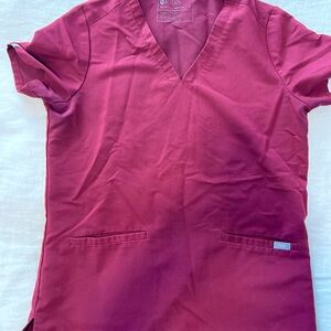 Figs Maroon V-Neck Scrub Top
